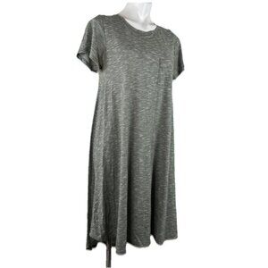 Lularoe Carly Dress Small Heather Olive Green Hi‎ Lo Short Sleeve Solid Stretchy